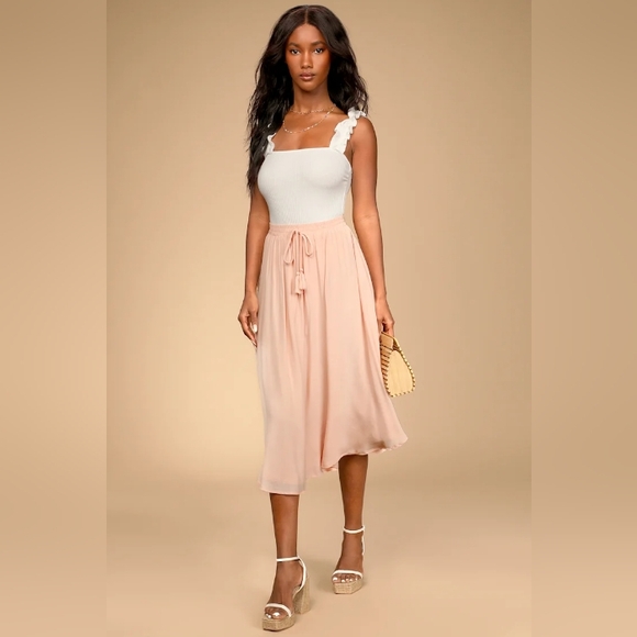Lulus Dresses & Skirts - Lulus Pink Regatta Tassel Midi Skirt Blush Pink